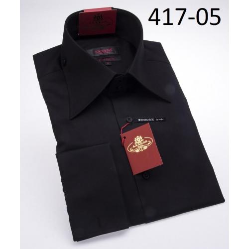 Axxess Black Modern Fit 100% Cotton Dress Shirt 417-05