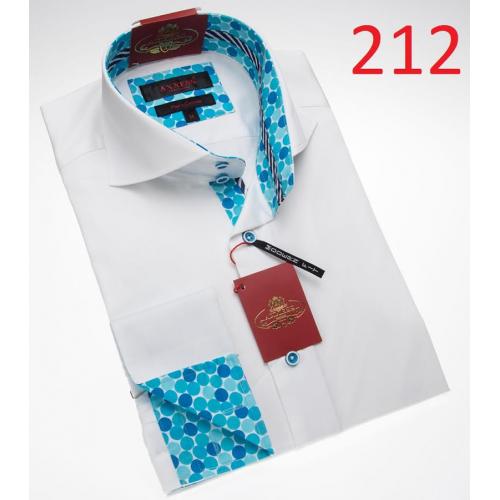 Axxess White / Blue Modern Fit 100% Cotton Dress Shirt 212