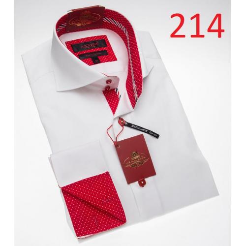 Axxess White / Red Modern Fit 100% Cotton Dress Shirt 214