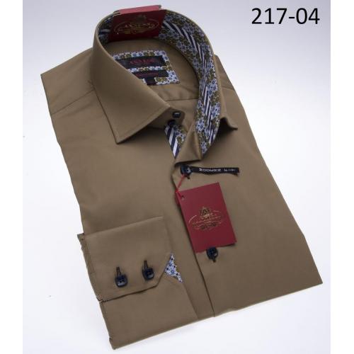 Axxess Taupe Modern Fit 100% Cotton Dress Shirt 217-04