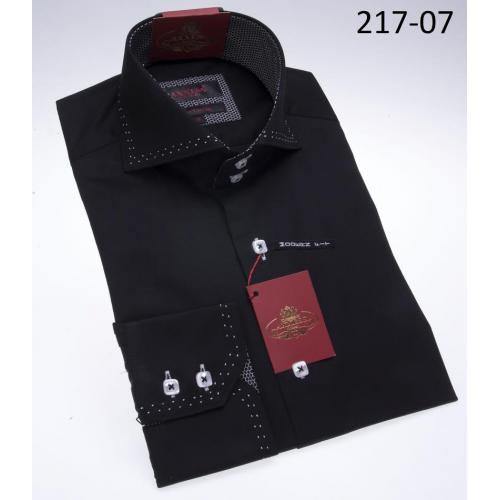 Axxess Black / White Modern Fit 100% Cotton Dress Shirt 217-07