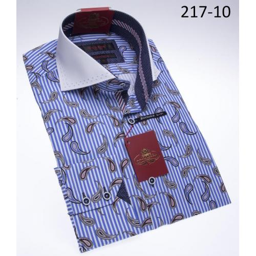 Axxess White / Blue / Burgundy Modern Fit 100% Cotton Dress Shirt 217-10