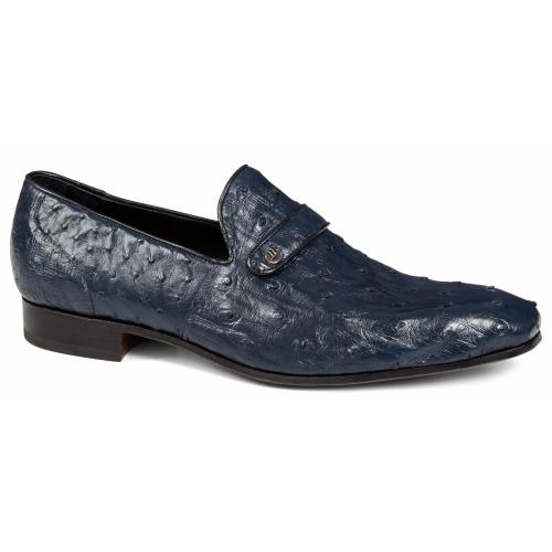 Mauri "4753/1" Wonder Blue Genuine All Over Ostrich Loafer Shoes..