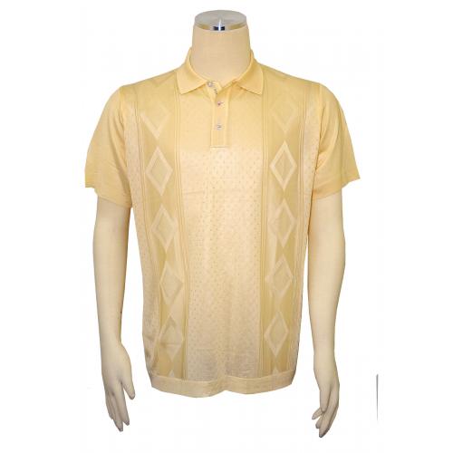 Pronti Cream Knitted Microfiber Casual Short Sleeve Polo Shirt K6236
