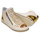 Encore By Fiesso White / Gold Metal PU Leather / Rhinestone Studded High Top Sneakers FI2270