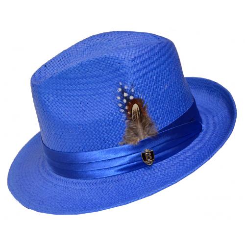 Bruno Capelo Royal Blue Fedora Straw Hat VE-734 - $49.90 :: Upscale ...