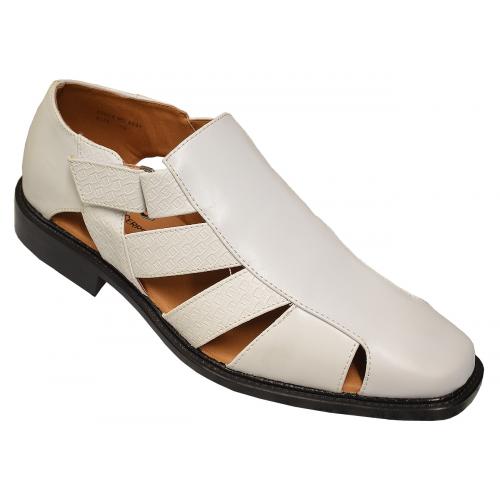 Antonio Cerrelli White PU Leather Closed Toe Monk Strap Sandals 6691