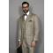 Statement Confidence Beige / Brown Windowpane Super 150's Wool Vested Suit TZ-953