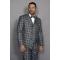 Statement Confidence Grey / Turquoise / Silver Plaid Super 150's Wool Vested Suit TZ-954