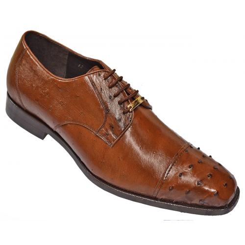 Belvedere "Spada" Brown All-Over Genuine Ostrich Oxford Cap Toe Shoes 114008