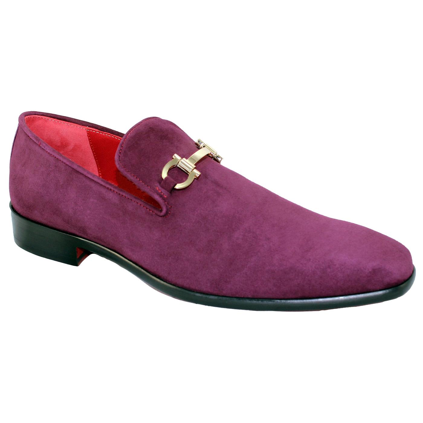 Emilio Franco 13 Burgundy Genuine Suede Leather Loafer Shoes With ...