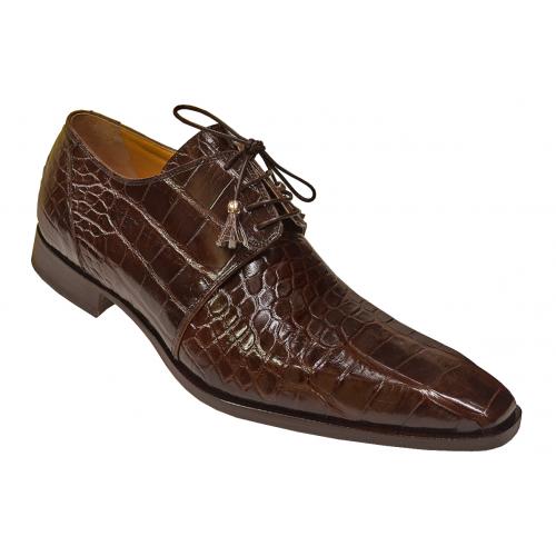 Mauri 53156 Brown Genuine All-Over Alligator Belly Skin Shoes