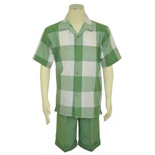 Bagazio Mint Green Combo / White Checker Design Short Sleeve Outfit BM1524