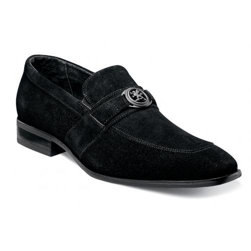 Stacy Adams "Mandell" Black Genuine Suede Bit Strap Loafer Shoes 25107-008