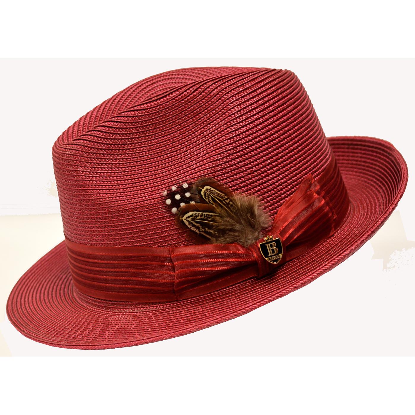 Bruno Capelo Burgundy Fedora Braided Straw Hat BC-615 - $49.90 ...