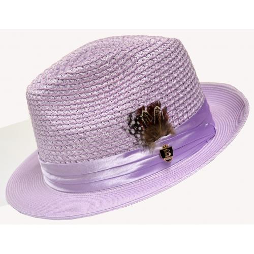 Bruno Capelo Lavender Fedora Straw Dress Hat BC-514