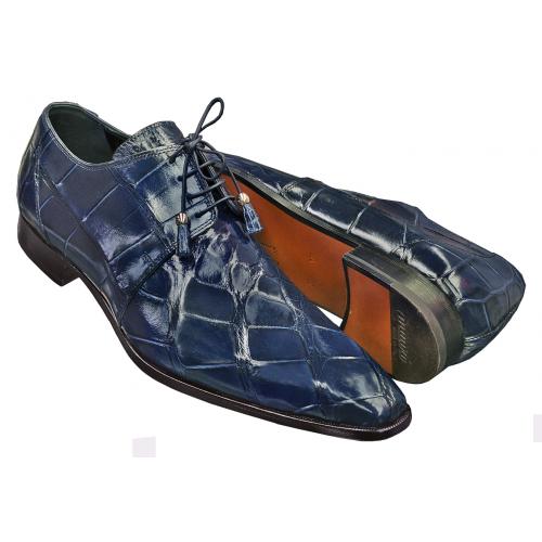 Mauri 53156 Navy Blue Genuine All-Over Alligator Belly Skin Shoes