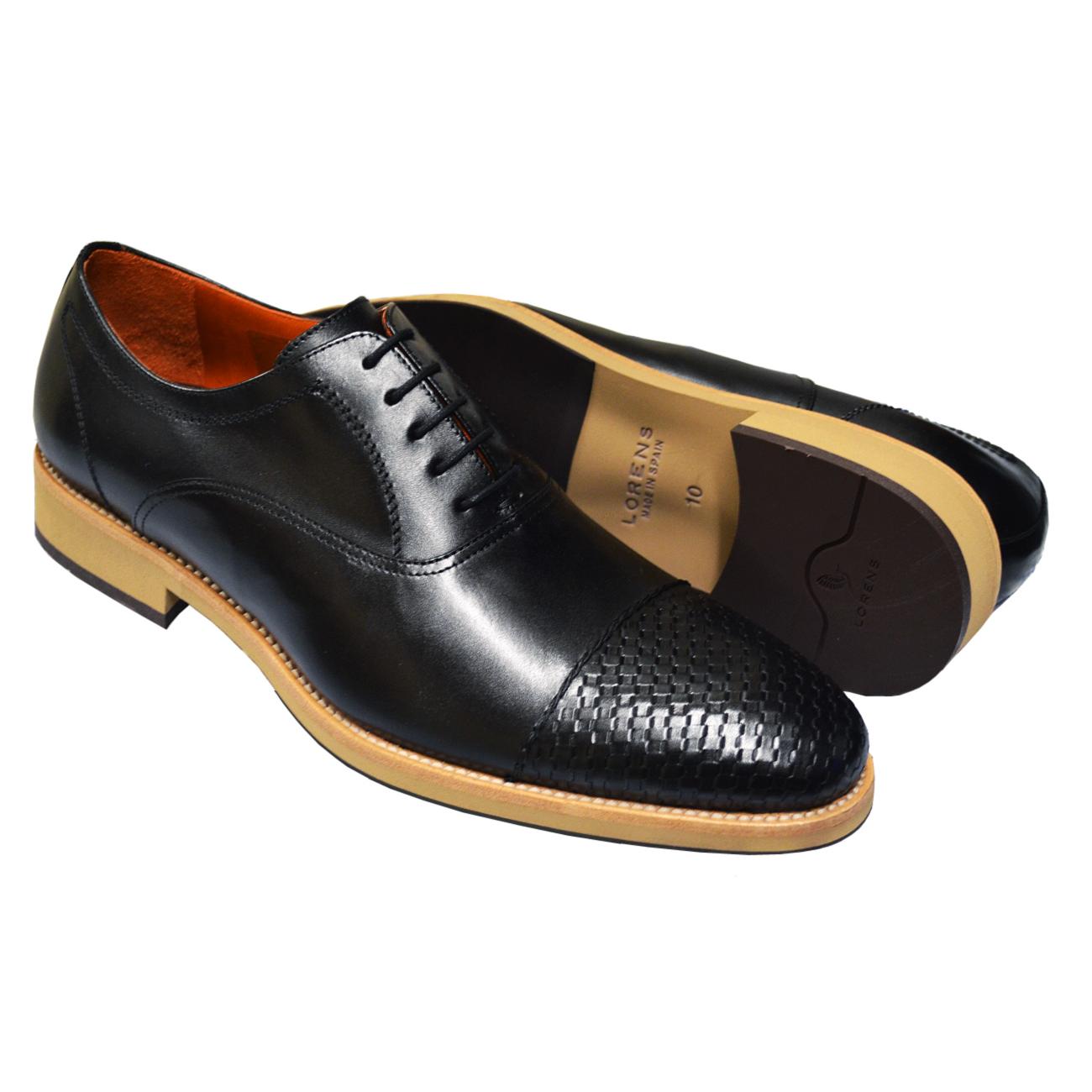 Lorens Elias Black Genuine Calfskin / Woven Cap Toe Oxford Shoes - $249 ...