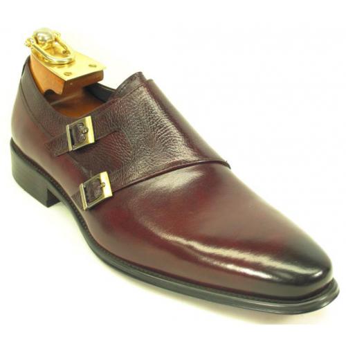 Carrucci Oxblood Genuine Calfskin Leather Shoes With Two Monk Strap KS099-3003
