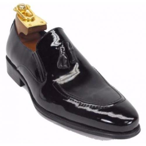 Carrucci Black Genuine Patent Leather Shoes KS099-714.