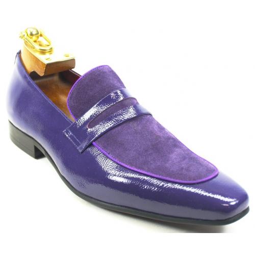 Carrucci Purple Genuine Patent Leather / Suede Loafer Shoes KS1377-12SC
