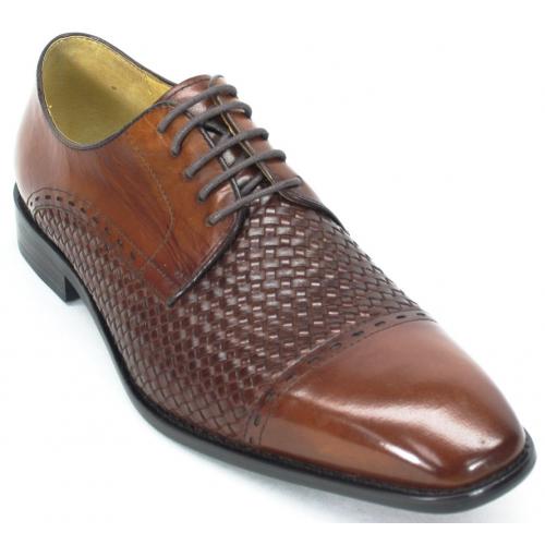 Carrucci Brown Genuine Woven Leather Shoes KS259-12