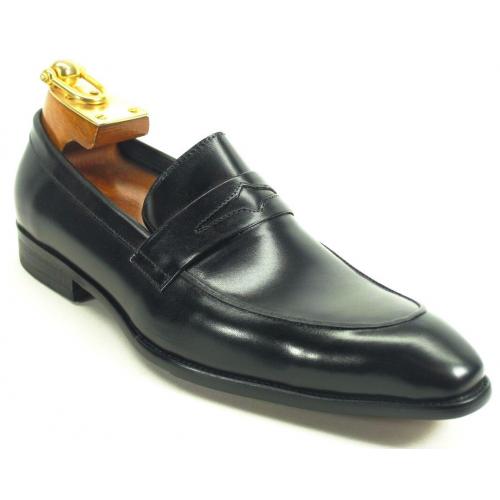 Carrucci Black Genuine Calfskin Leather Loafer Shoes KS478-501.