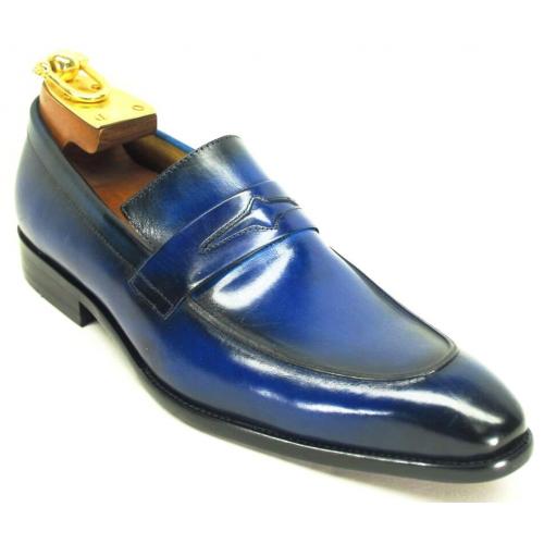 Carrucci Blue Genuine Calfskin Leather Loafer Shoes KS478-501.