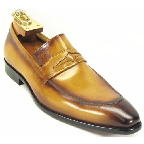 Carrucci Cognac Genuine Calfskin Leather Loafer Shoes KS478-501.