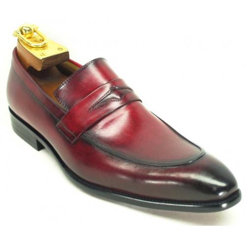 Carrucci Dark Red Genuine Calfskin Leather Loafer Shoes KS478-501.