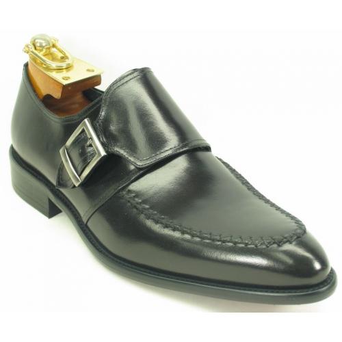 Carrucci Black Genuine Calf Skin Leather Loafer With Buckle KS479-602.
