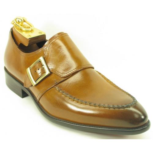 Carrucci Cognac Genuine Calf Skin Leather Loafer With Buckle KS479-602.