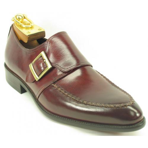 Carrucci Burgundy Genuine Calf Skin Leather Loafer With Buckle KS479-602.