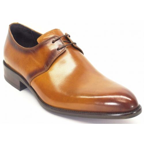 Carrucci Cognac Genuine Calf Skin Leather Oxford Shoes KS479-606.