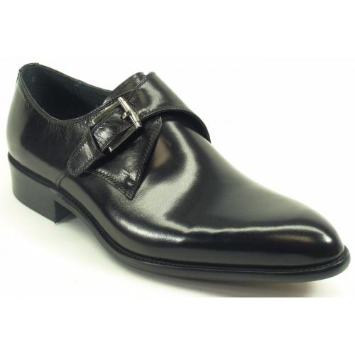 Carrucci Black Genuine Leather With Monk Strap Shoes KS479-607.