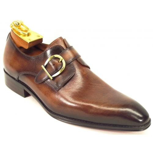 Carrucci Chestnut Genuine Leather Monk Strap Loafer Shoes KS503-35.