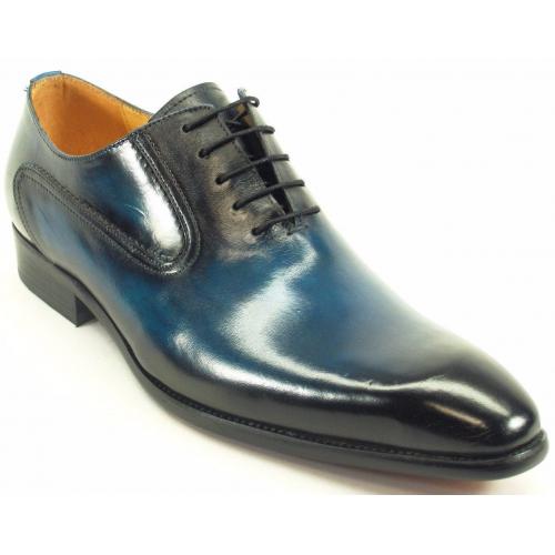 Carrucci Ocean Blue Genuine Leather Lace-Up Oxford Shoes KS503-36A.