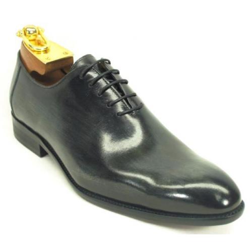 Carrucci Black Genuine Calfskin Leather Oxford Lace-up Shoes KS505-12.