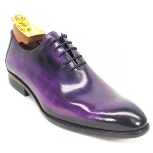 Carrucci Purple Genuine Calfskin Leather Oxford Lace- Up Shoes KS505-12.