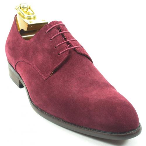 Carrucci Burgundy Genuine Suede Oxford Lce-Up Shoes KS505-14S.