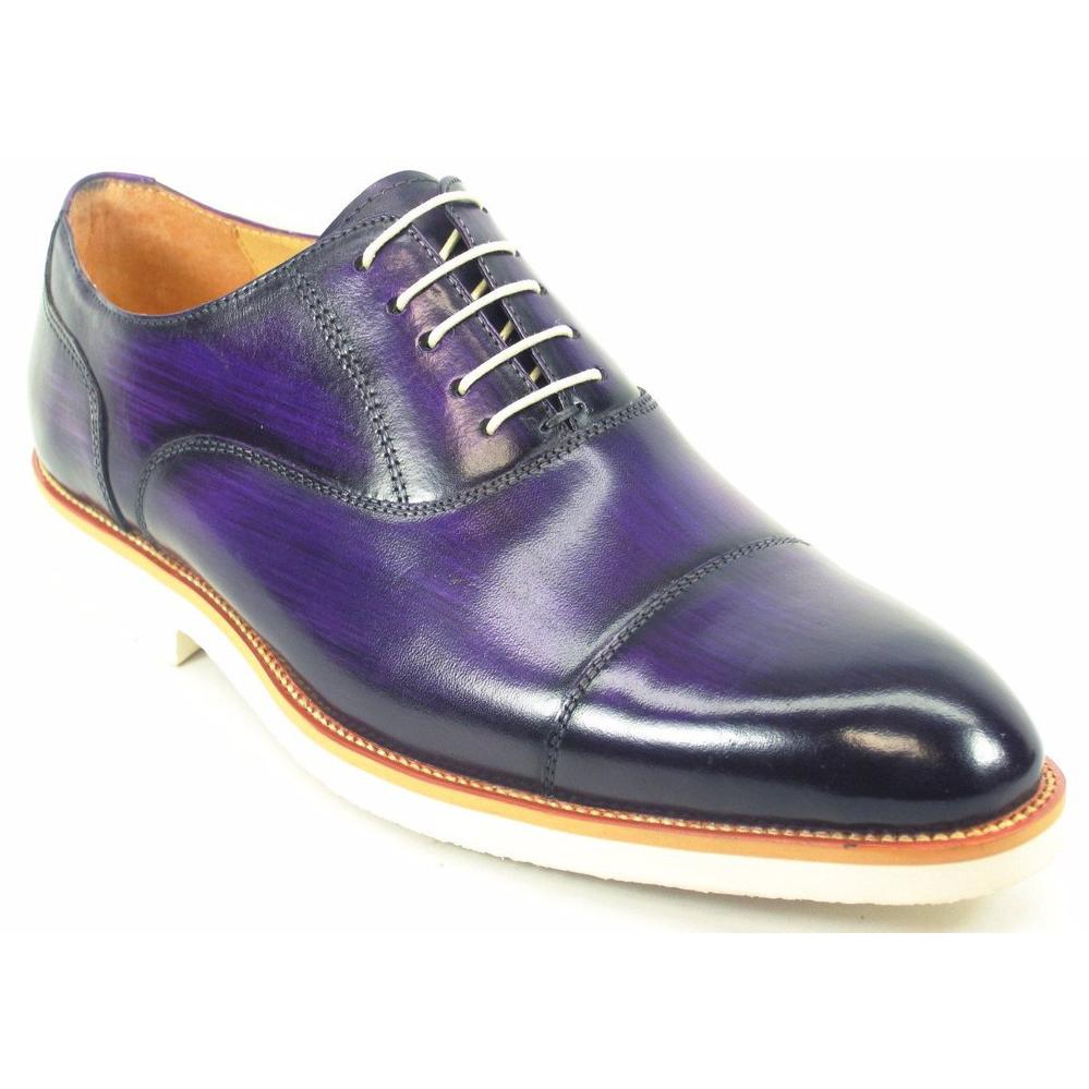 Carrucci Purple Genuine Leather Oxford Shoes With White Sole KS511-11 ...