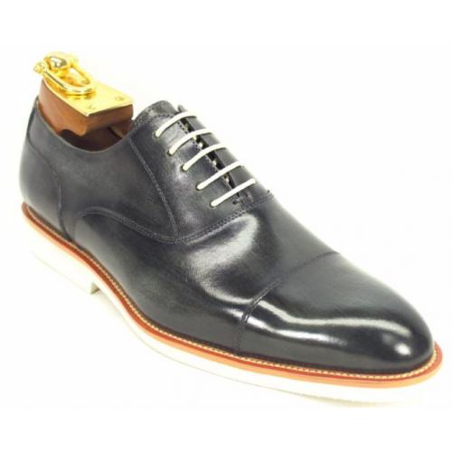 Carrucci Grey Genuine Leather Oxford Shoes With White Sole KS511-11.