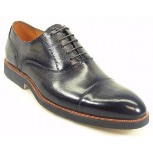 Carrucci Grey Genuine Leather Oxford Shoes With Matching Sole KS511-11M.