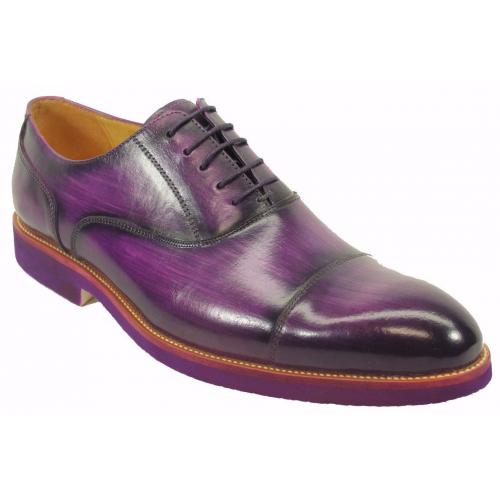 Carrucci Purple Genuine Leather Oxford Shoes With Matching Sole KS511-11M.