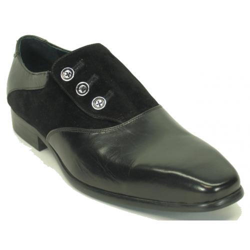Carrucci Black Genuine Fabric / Leather Loafer Shoes KS524-12.