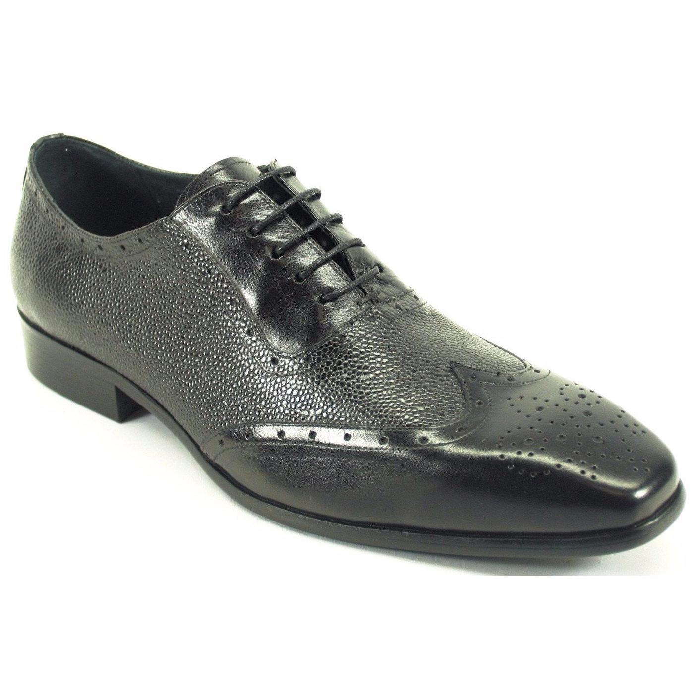Carrucci Black Genuine Caviar Leather Oxford Shoes KS524-14. - $129.90 ...