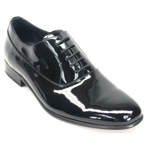 Carrucci Black Genuine Patent Leather Oxford Shoes KS525-01P.