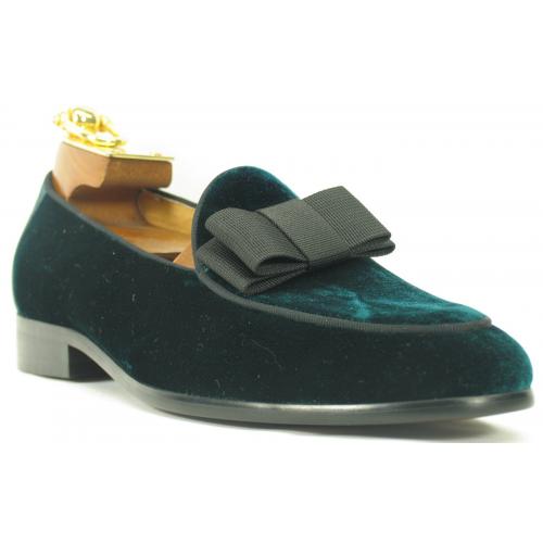 Carrucci Emerald Genuine Velvet Loafer With Bow Tie KS525-102V.