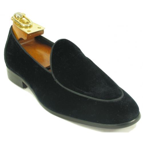 Carrucci Black Genuine Velvet Loafer Shoe KS525-103V.
