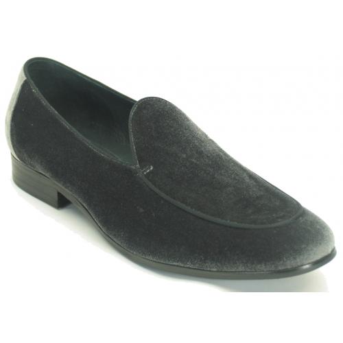 Carrucci Grey Genuine Velvet Loafer Shoe KS525-103V.